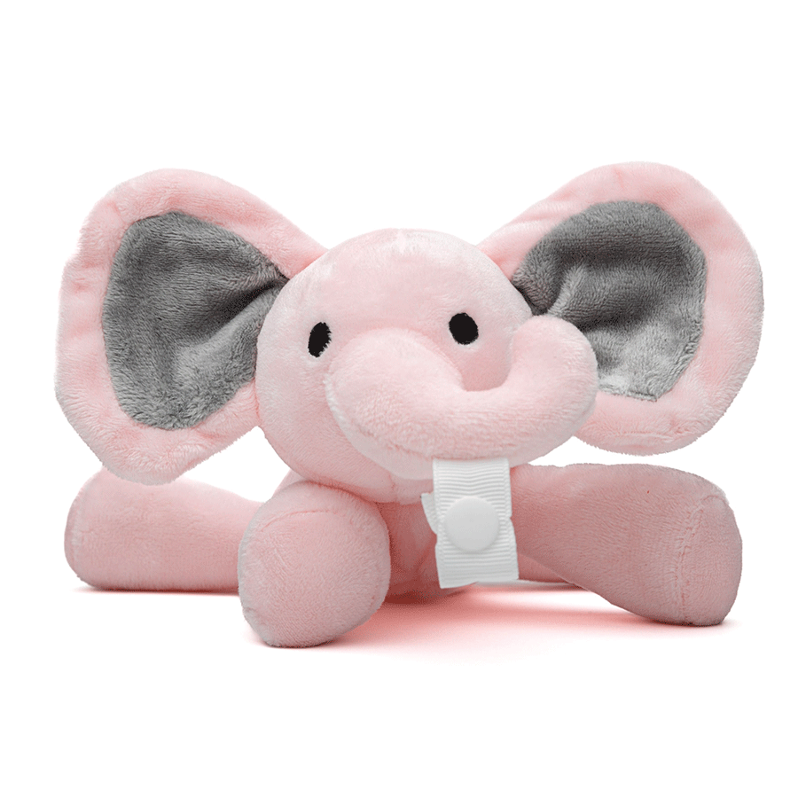 Pink Elephant Plush Pacifier Holder