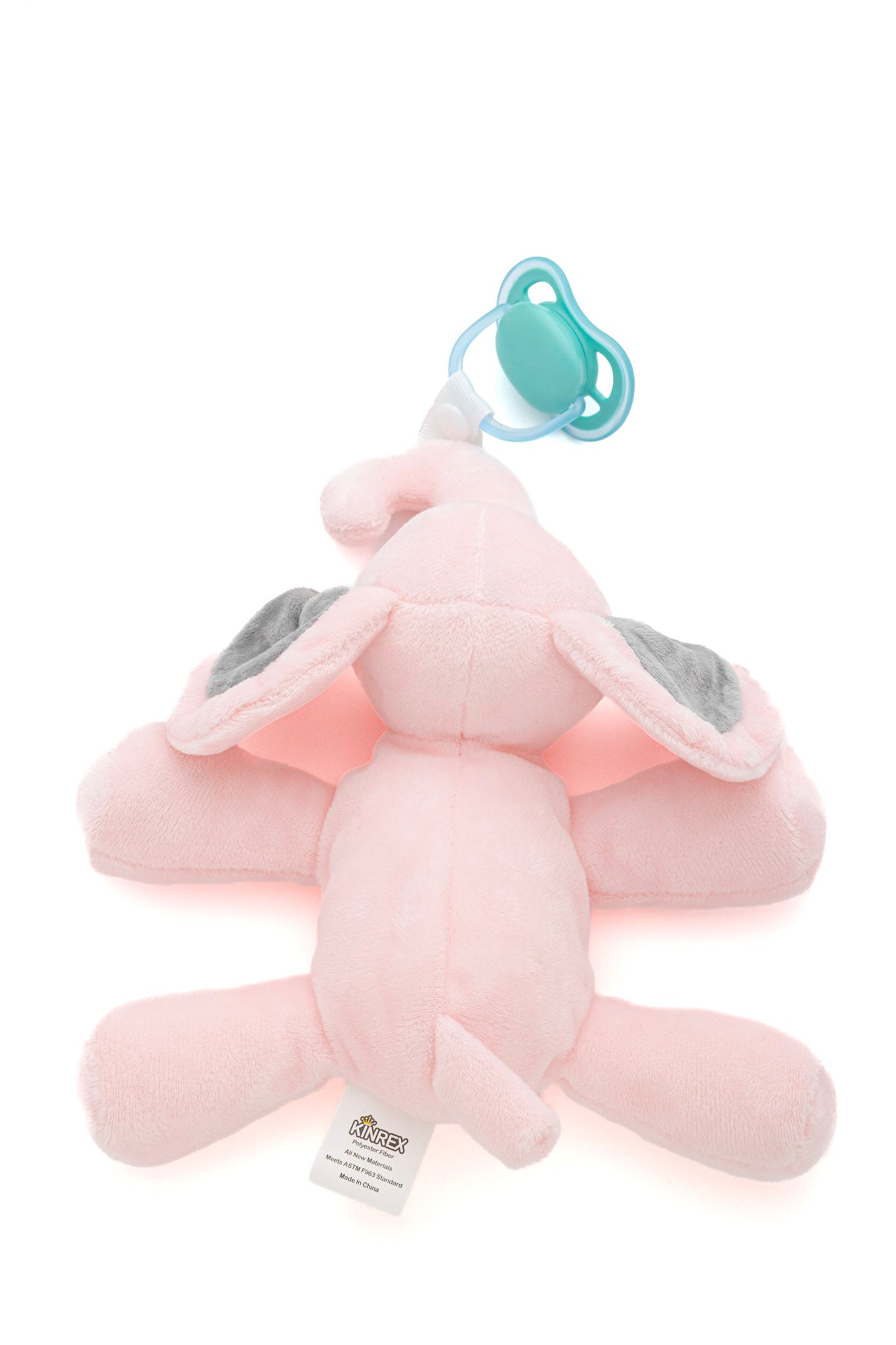 KINREX Baby Pacifier Holder Soft Elephant Stuffed Animal with Pacifiers  Binky Clip for Newborn Babies Boys & Girls Preemie Infant Pink Measures 18  cm. / 7.09