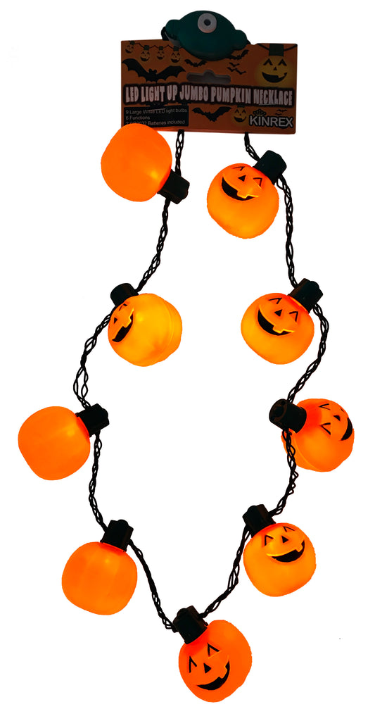 Pumpkin Led Necklace - Pumpkin Necklace - Light Up Jack O Lantern ...