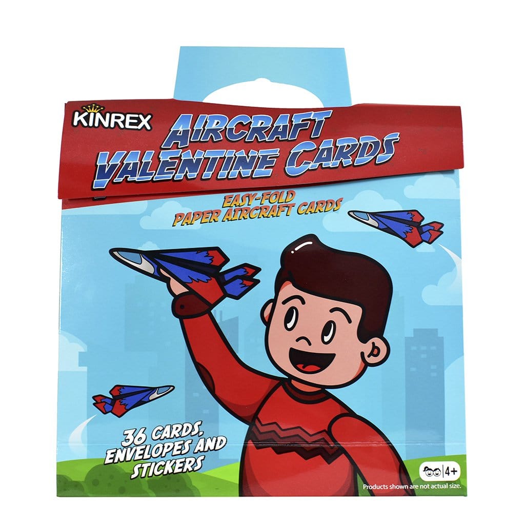 Valentines Day Paper Airplane Cards For Kids - 36 Count - KINREX LLC